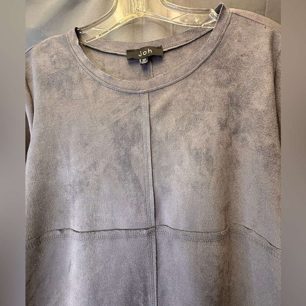 Anthropologie JOH Grey Aurora Faux Suede Stretch Shift Dress Size Medium - Picture 4 of 8